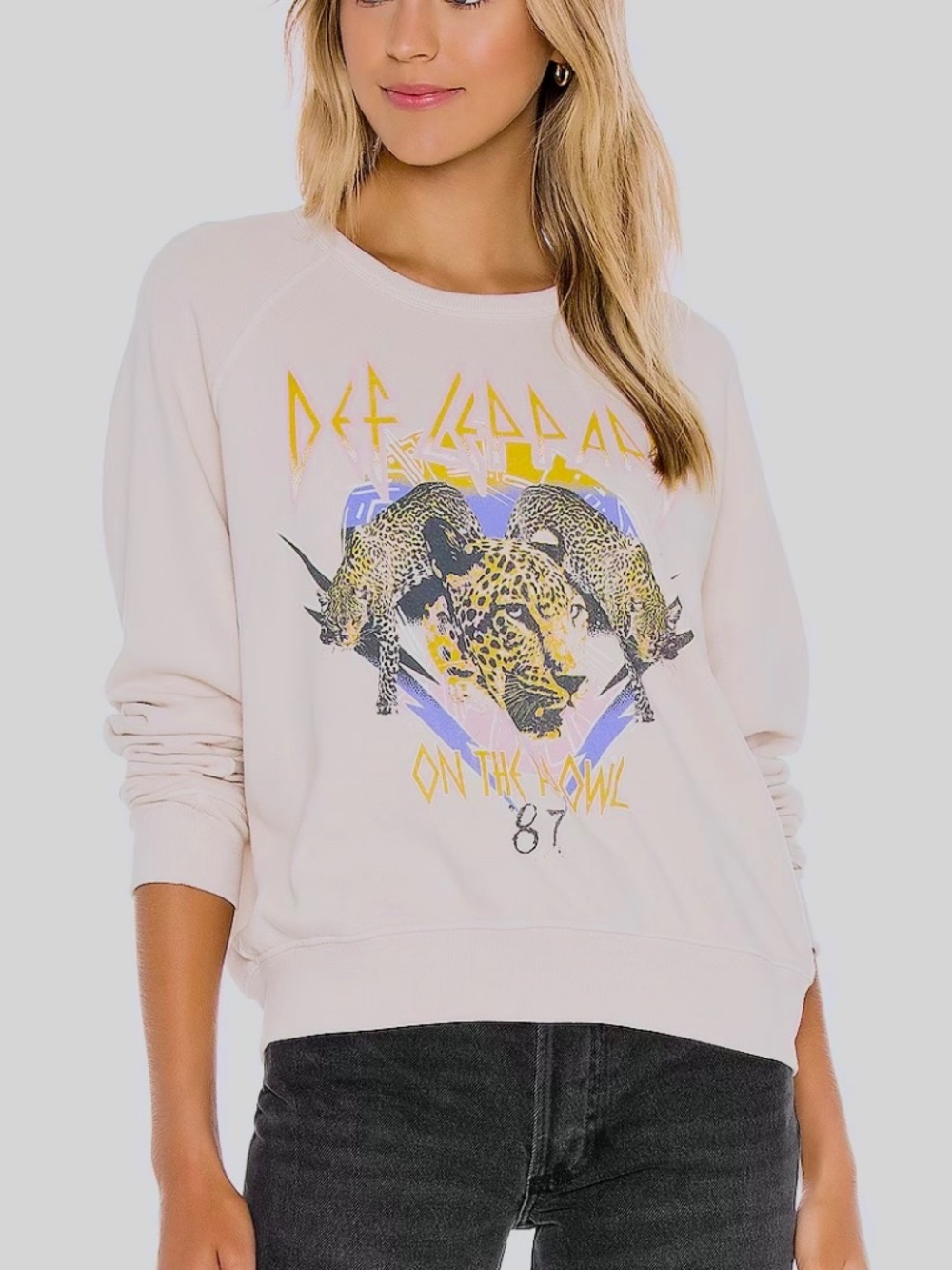 Daydreamer LA Def Leppard "On The Prowl" Varsity Crew Sweatshirt Sz Small